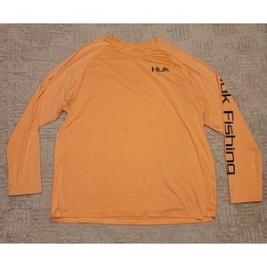 Huk Shirt 3XL Orange Long Sleeve Performance Fishing Shirt Polester Spandex